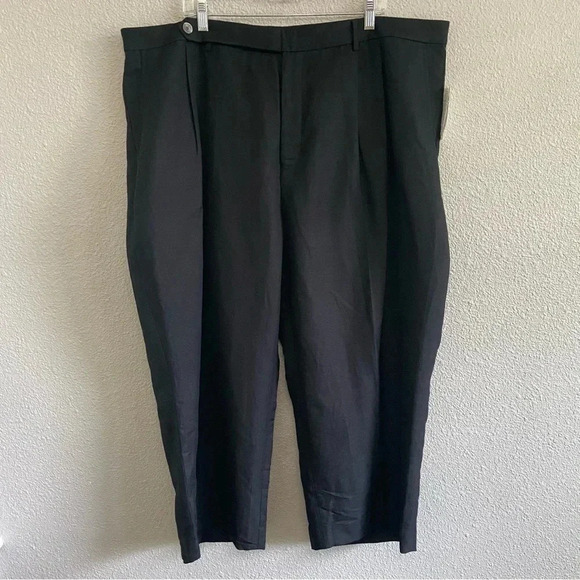 Lauren Ralph Lauren Black Pleated Wide Leg Trousers NWT Size 22W Linen Blend - Picture 1 of 5